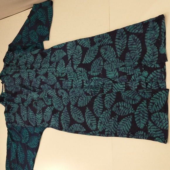 Couture Silk Kimono African Designer Studio 189 Batik Turquoise on Navy Gorgeous - Picture 9 of 11